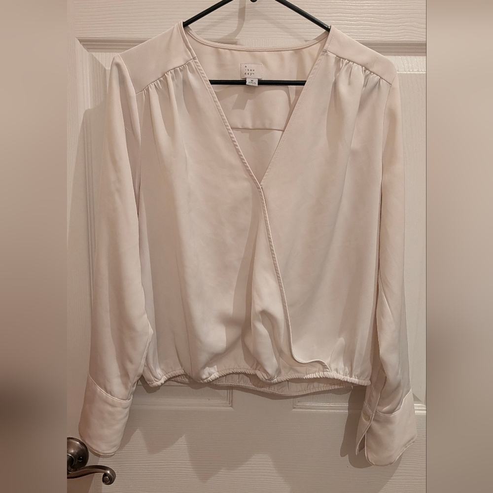 a new day Cream V-Neck Blouse